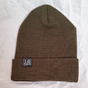 Womens Olive Acrylic Knit Beanie -One Tree Planted  Logo Size Small
